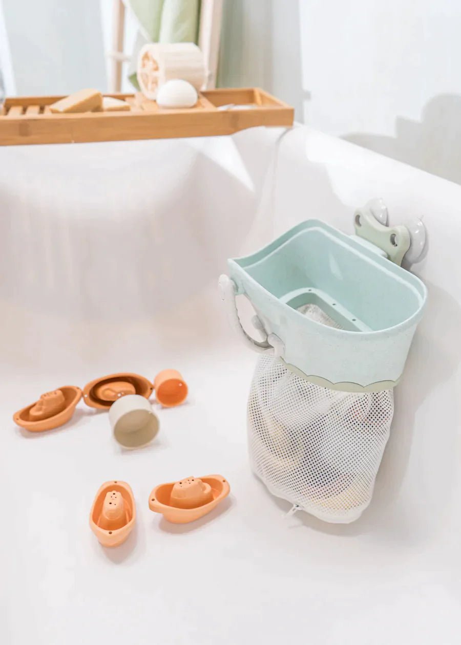 Coco Village Bath Toy Organizer Set With Stackable Cups and Boats
