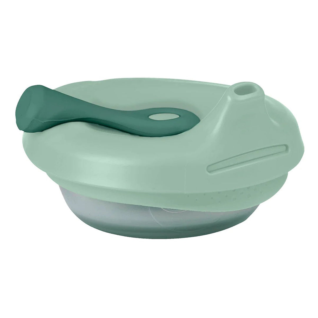 b.box Fill + Feed Storage and Containers Peony  - Mint green baby bowl with spoon on a white background