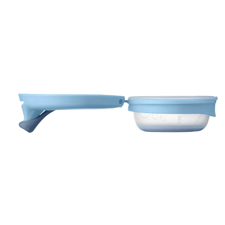 b.box Fill + Feed Storage and Containers Lullaby Blue - Blue silicone lid on a clear container with blue base 