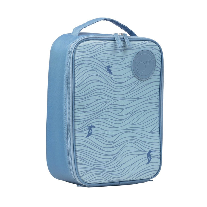 b.box Insulated Flexi Lunchbag Surfs Up - Blue shoe bag with wavy pattern and brand logo on a white background