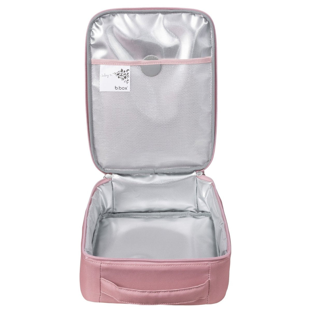 b.box Insulated Flexi Lunchbag Unicorn Dreams - Pink and gray insulated lunch bag with a visible brand label 