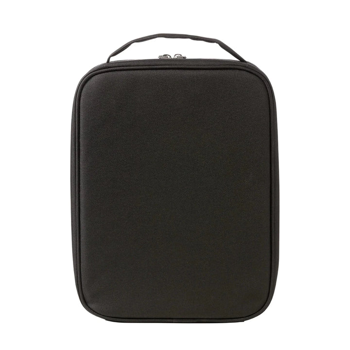 b.box Insulated Flexi Lunchbag Basic Black - Black rectangular travel bag with a handle on a white background