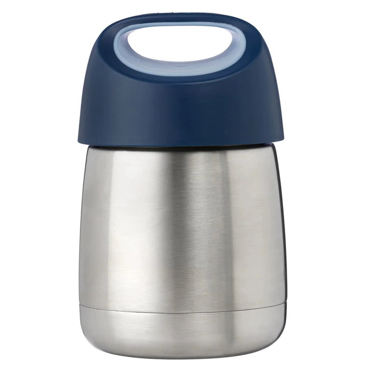 b.box Insulated Food Jar - 335ml Storage and Containers Midnight - Stainless steel thermos with a blue lid on a white background