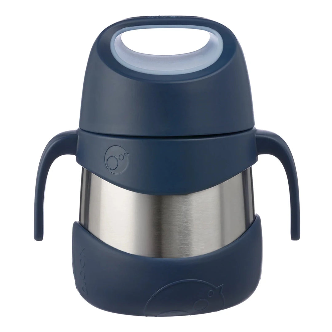 b.box Insulated Food Jar - 335ml Storage and Containers Midnight - Navy blue thermos with handles on a white background