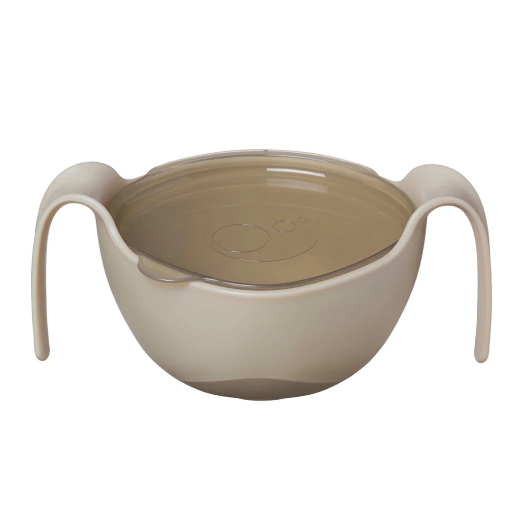 b.box Sip + Snack Bowl Plates, Bowls & Cutlery Latte - Beige baby cup with handles on a white background