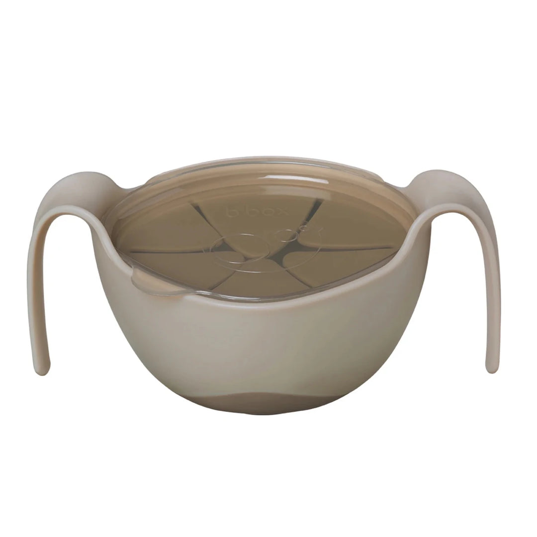 b.box Sip + Snack Bowl Plates, Bowls & Cutlery Latte -  Beige bowl with handles on a white background