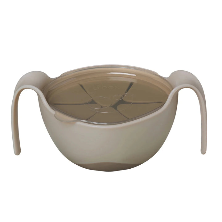 b.box Sip + Snack Bowl Plates, Bowls & Cutlery Latte -  Beige bowl with handles on a white background