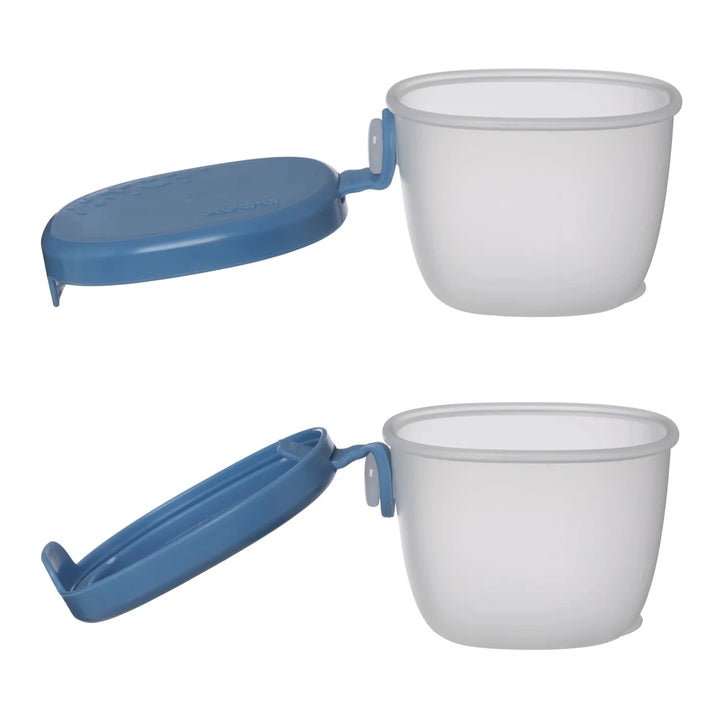 b.box Snack Tubs Ocean -  Two plastic containers with blue lids on a white background
