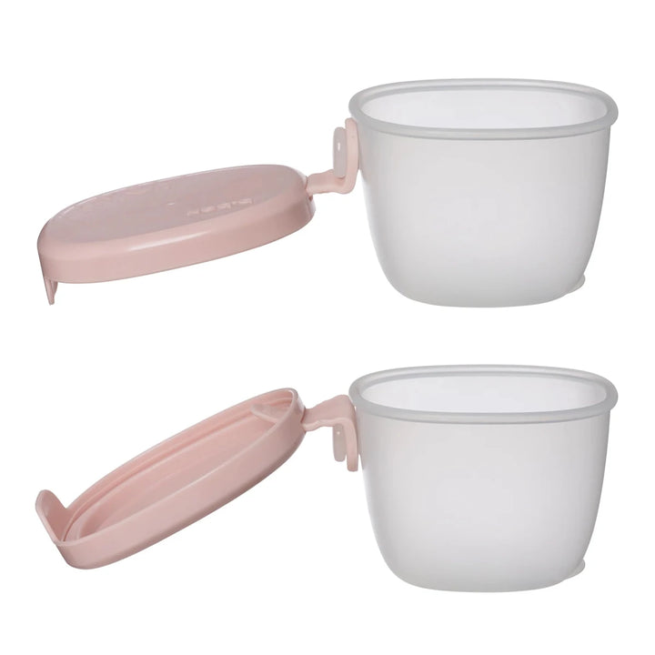 b.box Snack Tubs Berry -  Two white containers with pink lids on a white background