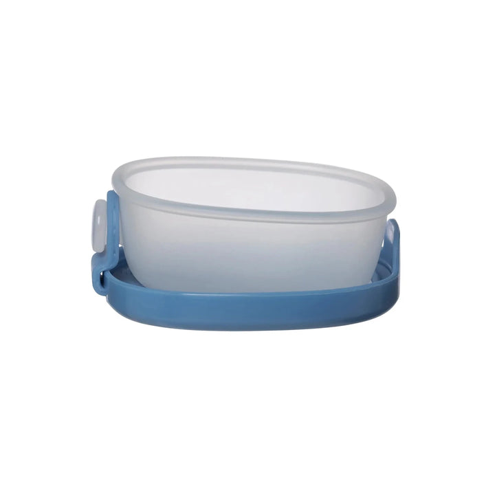 b.box Snack Tubs Ocean -  Clear plastic container with blue lid on a white background