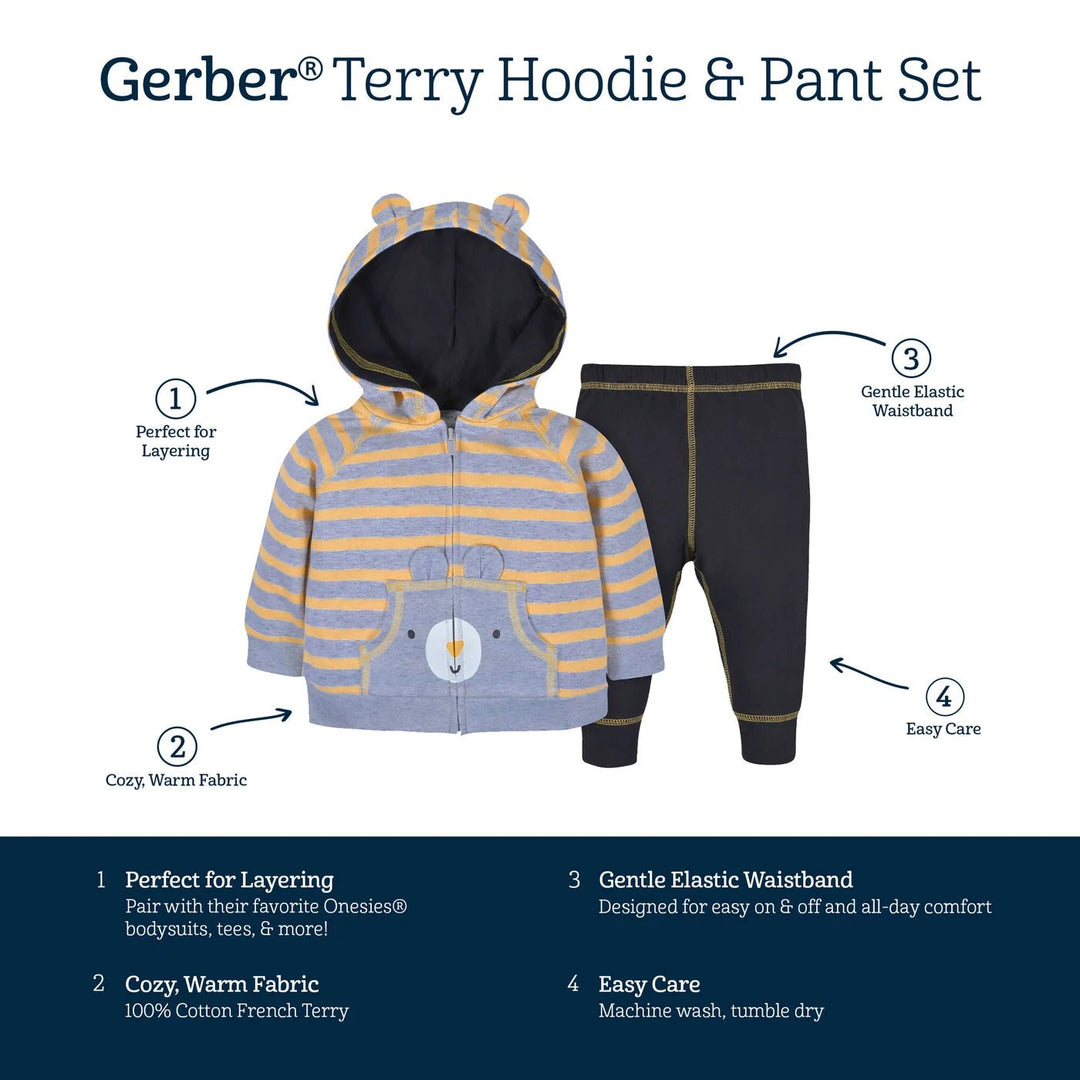 Gerber Childrenswear Bear Hoodie & Joggers 2 Pc Set