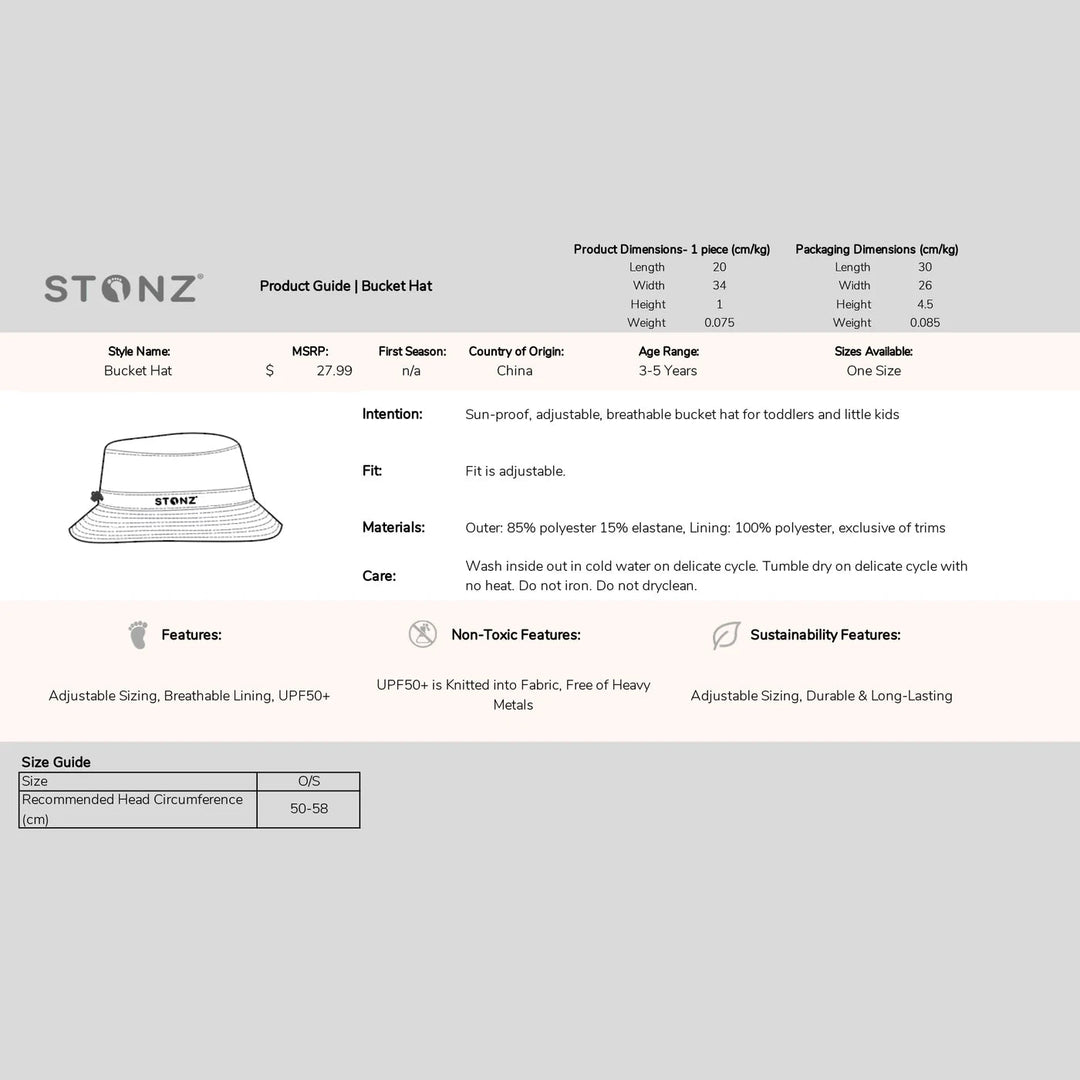 Stonz Stonz - Bucket Hat 9m - 6yrs