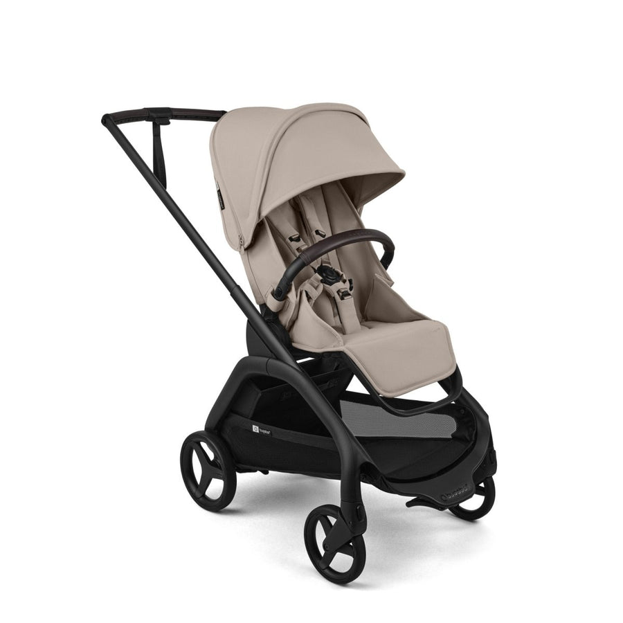 Bugaboo Dragonfly Plus Seat Stroller Stroller Desert Taupe -  Beige baby stroller with black frame on a white background