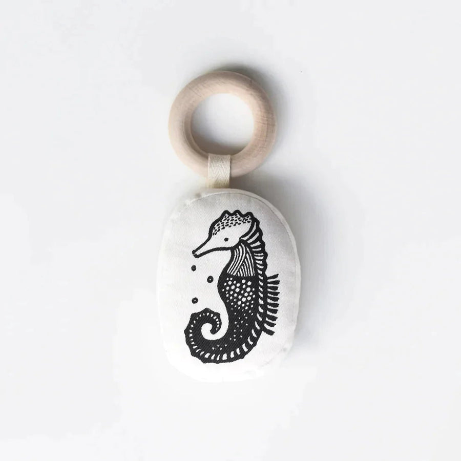 Wee Gallery Cotton Teether With Wooden Ring