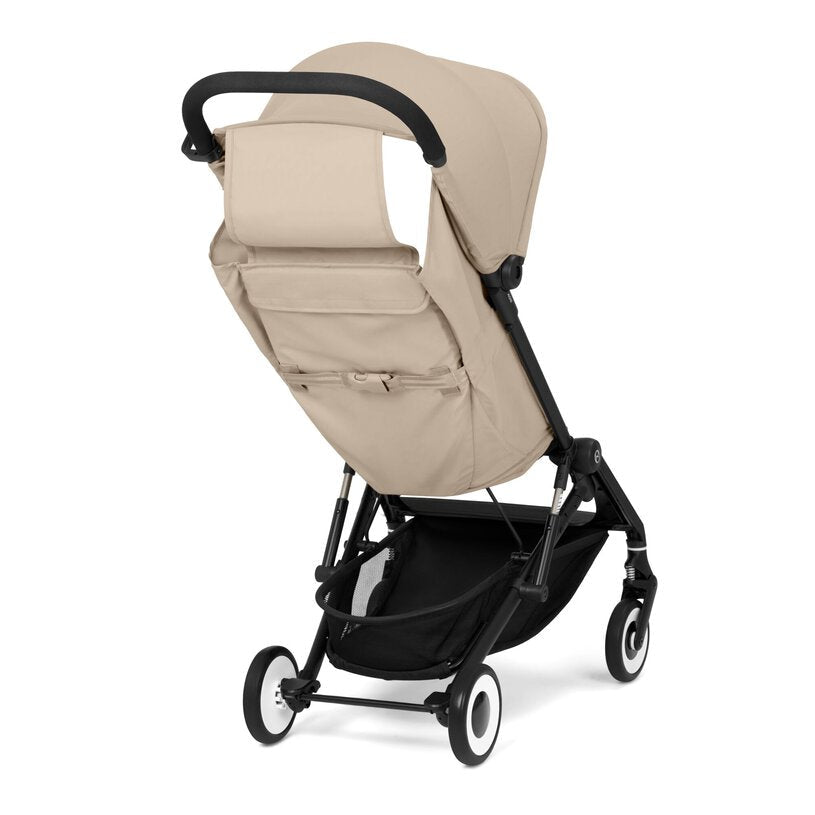 Cybex Agis Baby Strollers Almond Beige/Black Frame -  Beige baby stroller with black frame on a white background
