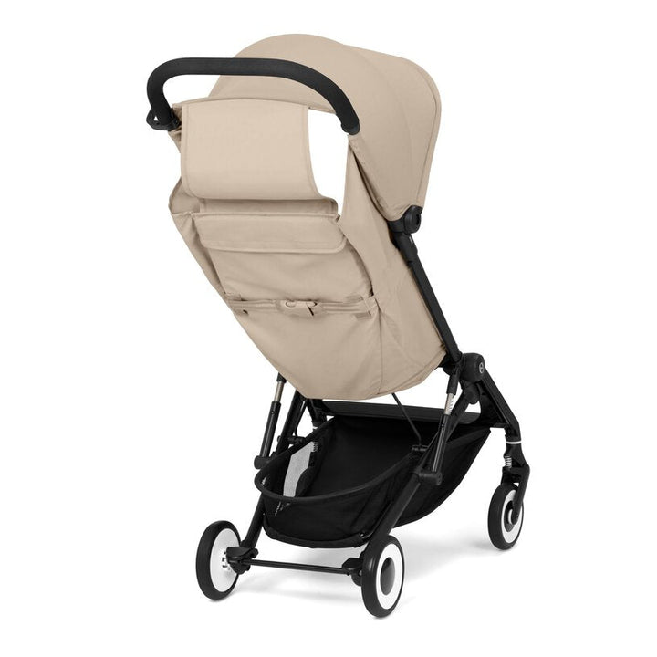 Cybex Agis Baby Strollers Almond Beige/Black Frame -  Beige baby stroller with black frame on a white background