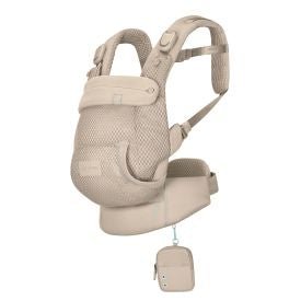 CYBEX LAYA Carrier Baby Carriers Almond Beige - Beige baby carrier with attached pouch on a white background