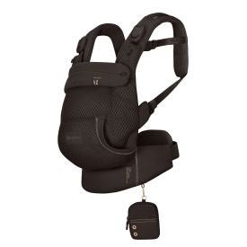CYBEX LAYA Carrier Baby Carriers Chocolate Brown - Black baby carrier with a small black pouch on a white background