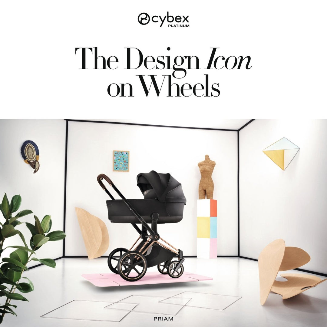 Cybex PRIAM Stroller - 2026 Baby Strollers Sepia Black -  Black stroller in a modern interior setting with Cybex branding.