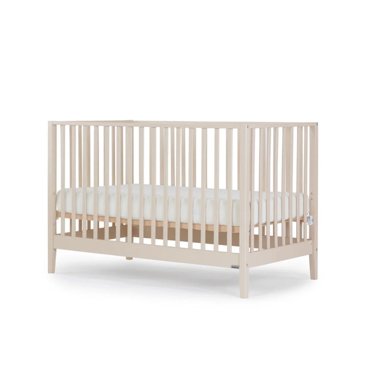 Dadada Furniture Lala 3 in 1 Convertible Crib Cribs & Toddler Beds Almond Milk -  Beige crib with white mattress on a white background