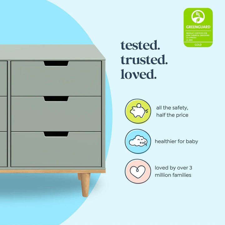 DaVinci Marley 6 - Drawer Double Dresser in Light Sage & Honey