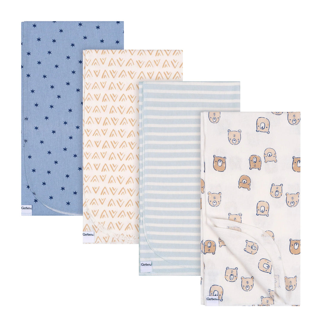 Gerber Flannel Receiving Blanket - 4pk