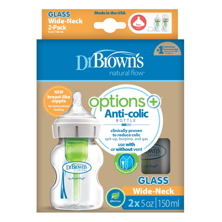 Dr. Brown’s Natural Flow Options+ Glass Bottle Wide - Neck 5oz/150 ml