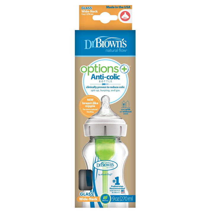 Dr. Brown’s Natural Flow Options+ Glass Bottle Wide - Neck 9oz/270 ml
