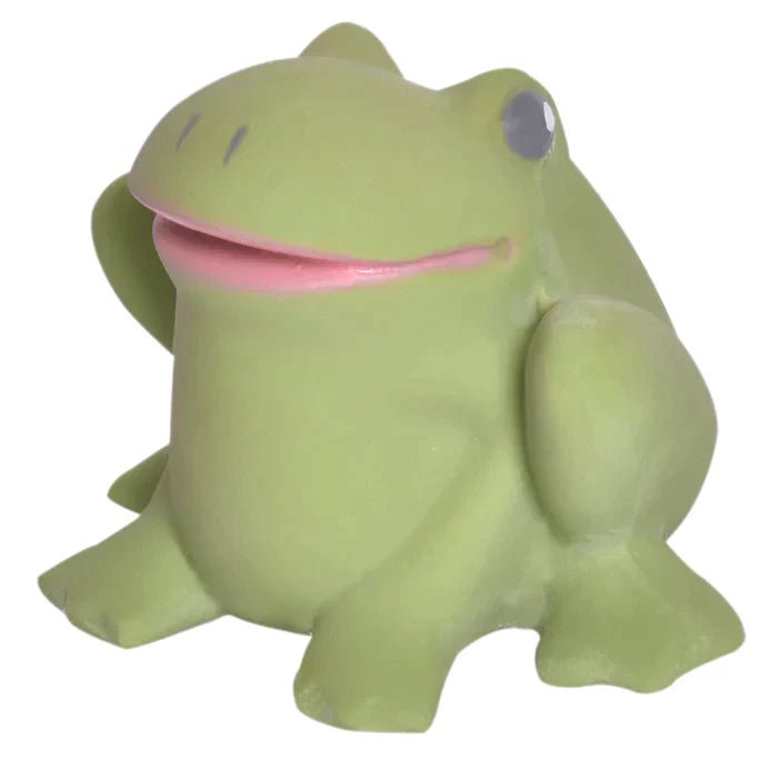 tikiri Gemba the Frog Organic Natural Rubber Teether, Rattle & Bath Toy