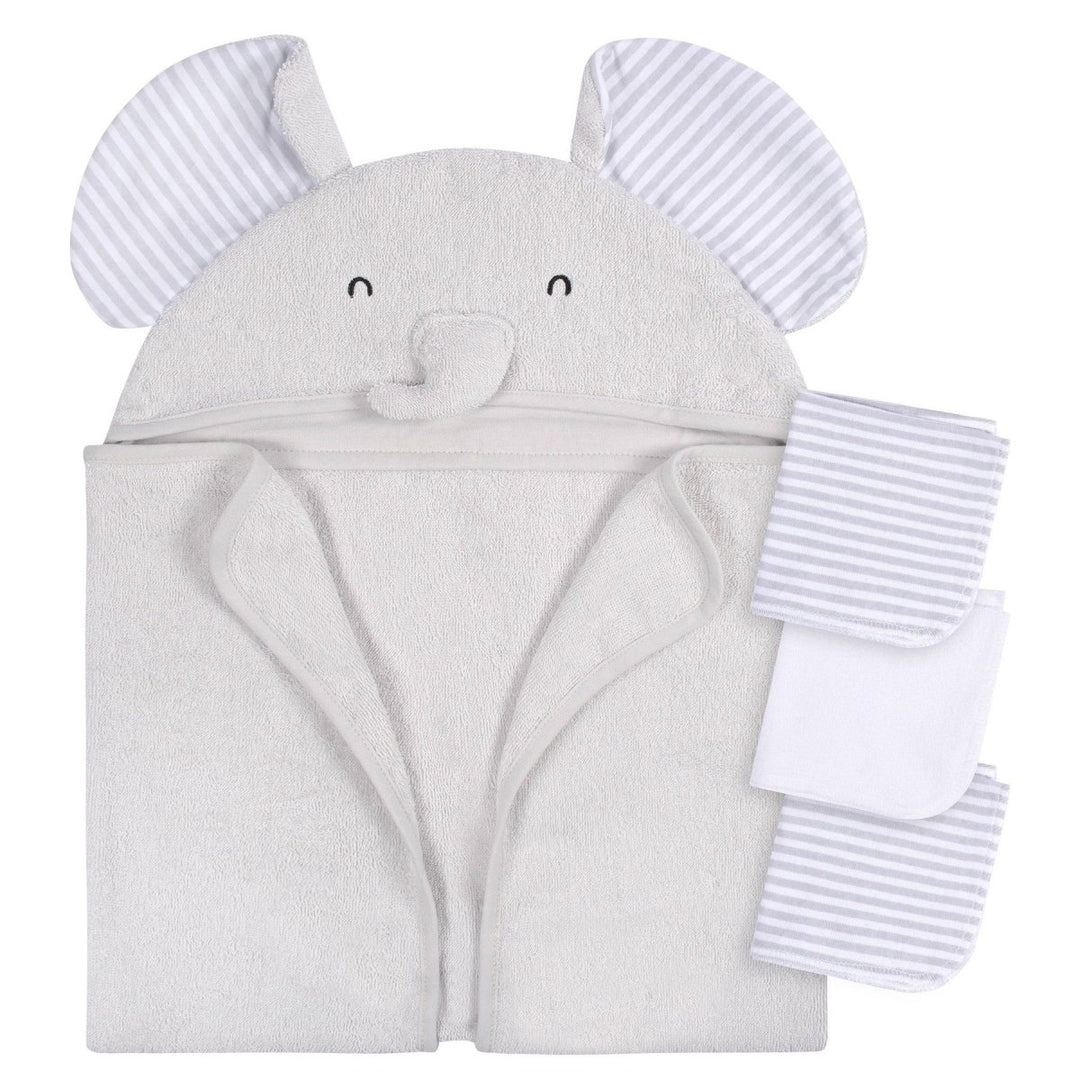 Gerber Childrenswear 4pc Bath Set Baby Bathing Grey Elephant - Image 14