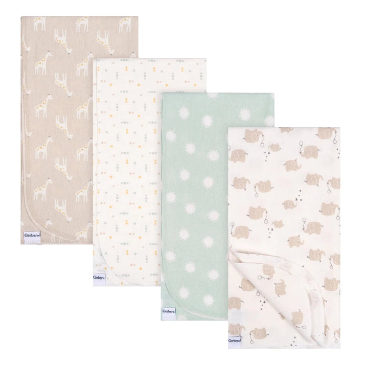 Gerber Flannel Receiving Blanket - 4pk Swaddling & Receiving Blankets Safari - Image 1