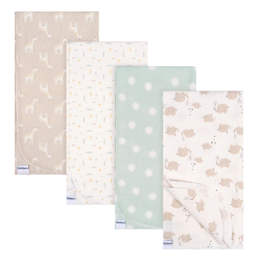 Gerber Flannel Receiving Blanket - 4pk Swaddling & Receiving Blankets Safari - Image 1