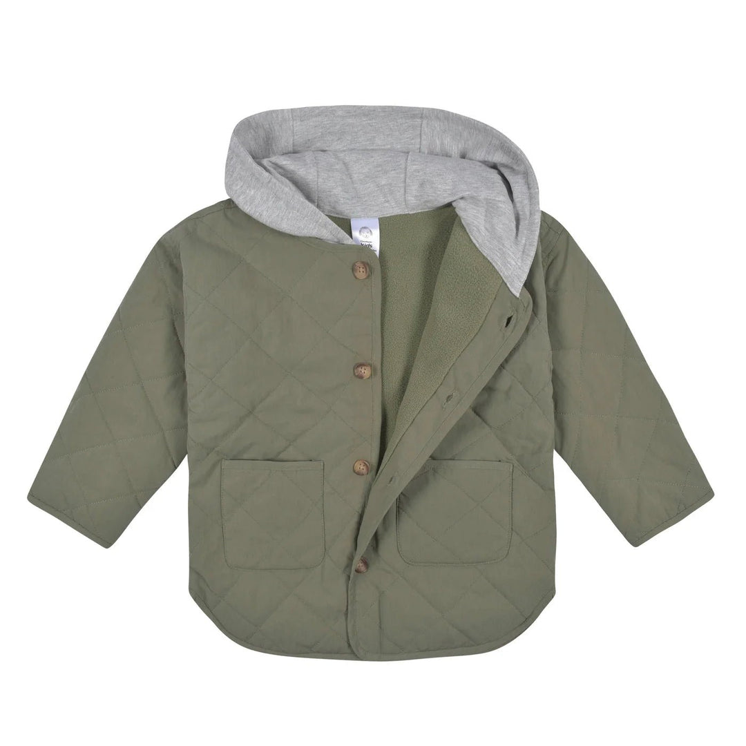 Gerber Childrenswear Green Quilted Hooded Jacket Set