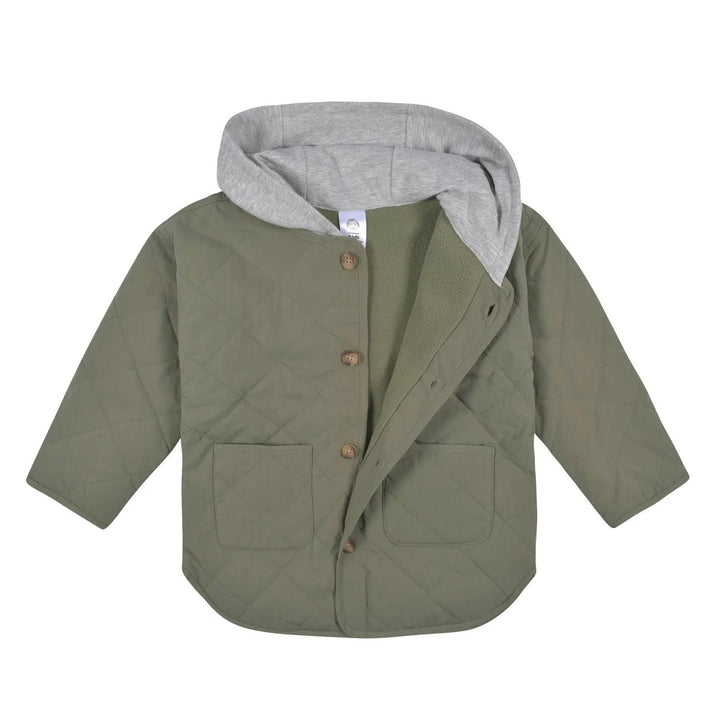 Gerber Childrenswear Green Quilted Hooded Jacket Set