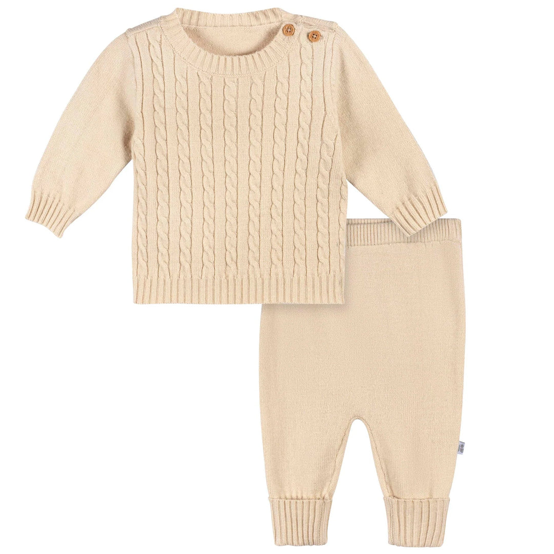 Just Born Just Born 2 - Piece Sweater Knit Set - TAN