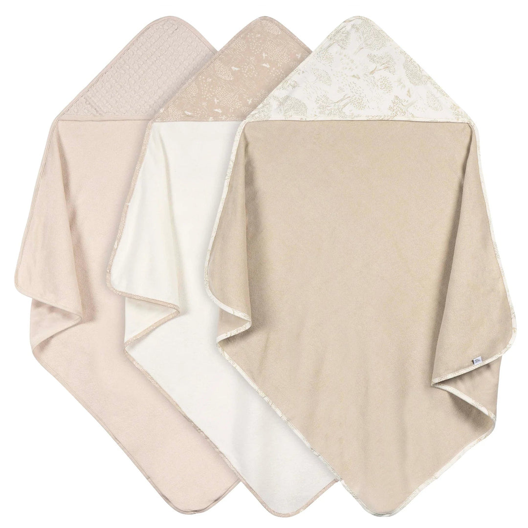 Just Born Just Born 3 - Pack Hooded Towels - TAN Baby Bathing