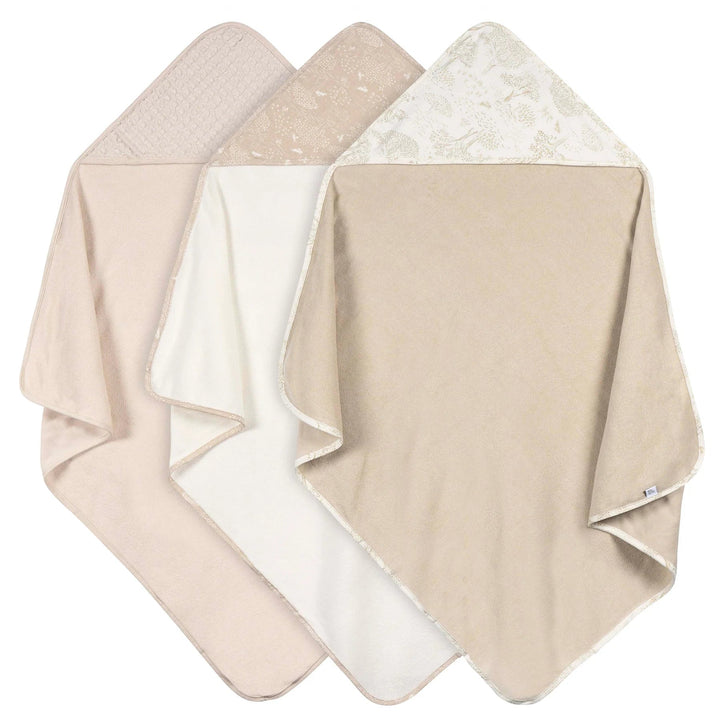 Just Born Just Born 3 - Pack Hooded Towels - TAN Baby Bathing