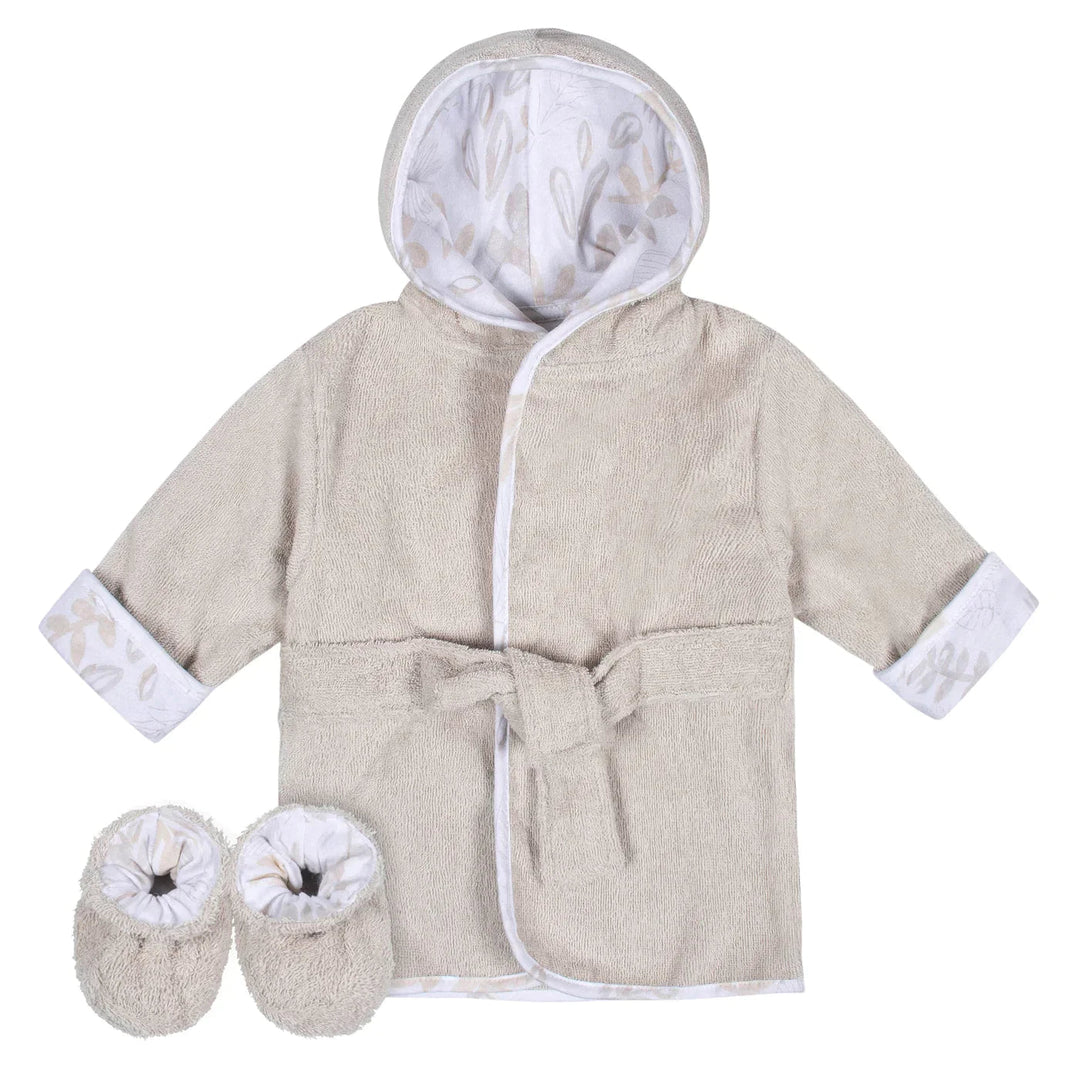 Just Born Just Born Baby Bathrobe & Booties 2 Pc Set 0 - 9M
