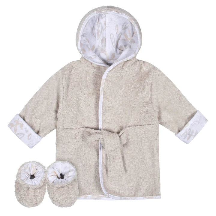 Just Born Just Born Baby Bathrobe & Booties 2 Pc Set 0 - 9M