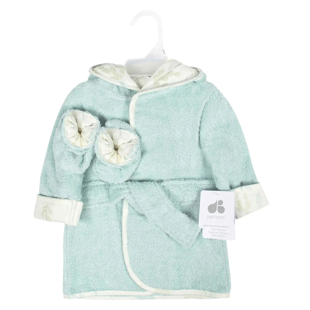 Just Born Just Born Baby Bathrobe & Booties 2 Pc Set 0 - 9M
