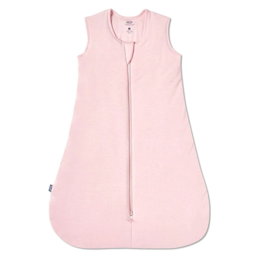 HALO SleepSack Wearable Blanket Super Soft Bamboo 1.5 TOG in light pink with front zipper on white background