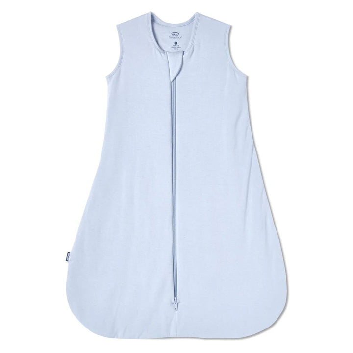 HALO SleepSack Wearable Blanket Super Soft Bamboo 1.5 TOG in light blue with front zipper on white background