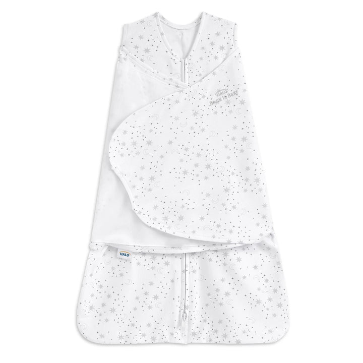 HALO cotton SleepSack Swaddle with bird print in blue-gray