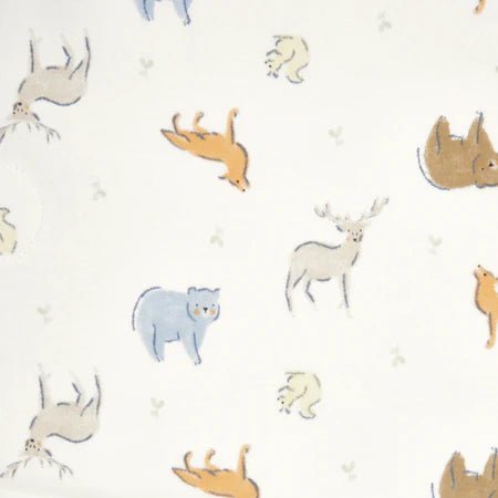 HALO Swaddle 100% Cotton TOG 1.5 SleepSack Swaddle Small colorful woodland animal fabric pattern close-up