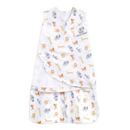 HALO cotton SleepSack Swaddle with safari animal print