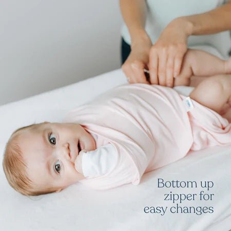 HALO Swaddle 100% Cotton TOG 1.5 SleepSack Swaddle Small bottom-up zipper feature with baby changing guide