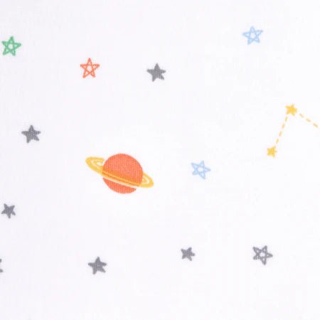 HALO cotton SleepSack Swaddle with colorful space-themed print