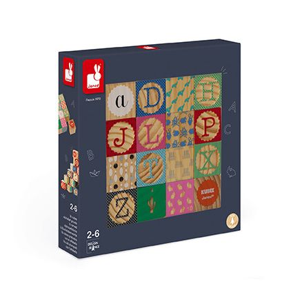 Janod Kubix 16 Wood Alphabet Blocks
