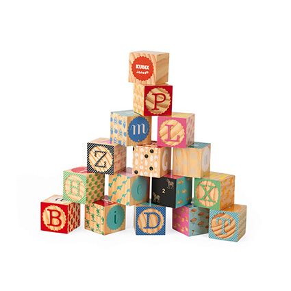 Janod Kubix 16 Wood Alphabet Blocks