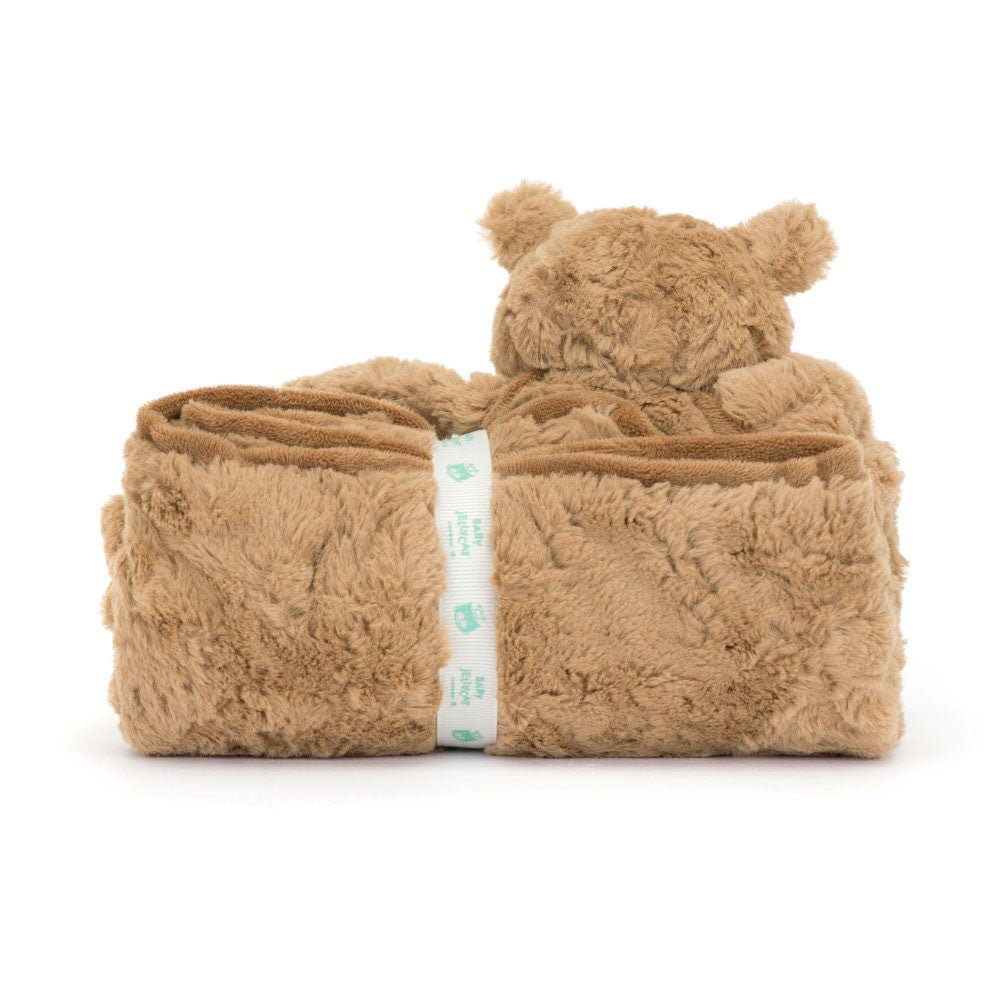 Jellycat Bartholomew Bear Blankie plush toys and stuff animal - Brown plush blanket with teddy bear-shaped pillow 